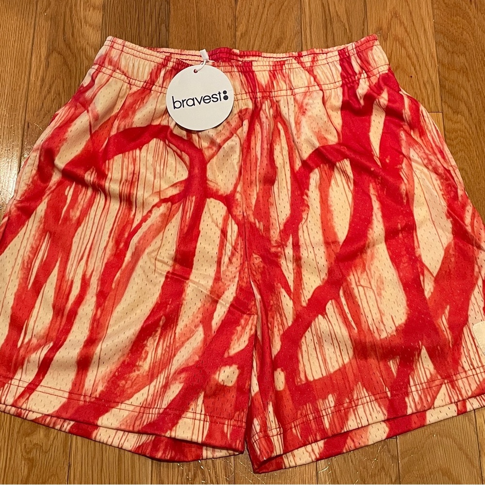 Bravest Studios Red and Cream Athletic Shorts